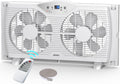 Twin Window Fan with 9-Inch Blades, 3 Speeds, Thermostat Control U9389