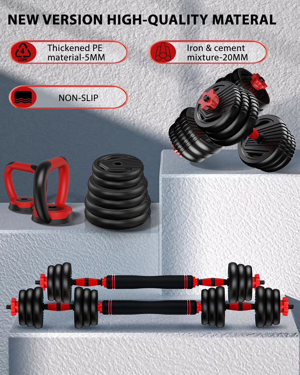 Adjustable Dumbbell Set 4 in 1 Free Weights T3393
