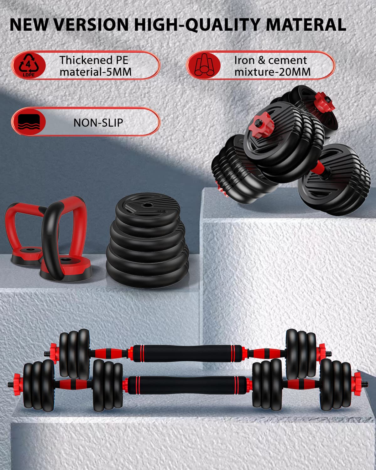 Adjustable Dumbbell Set 4 in 1 Free Weights T3393
