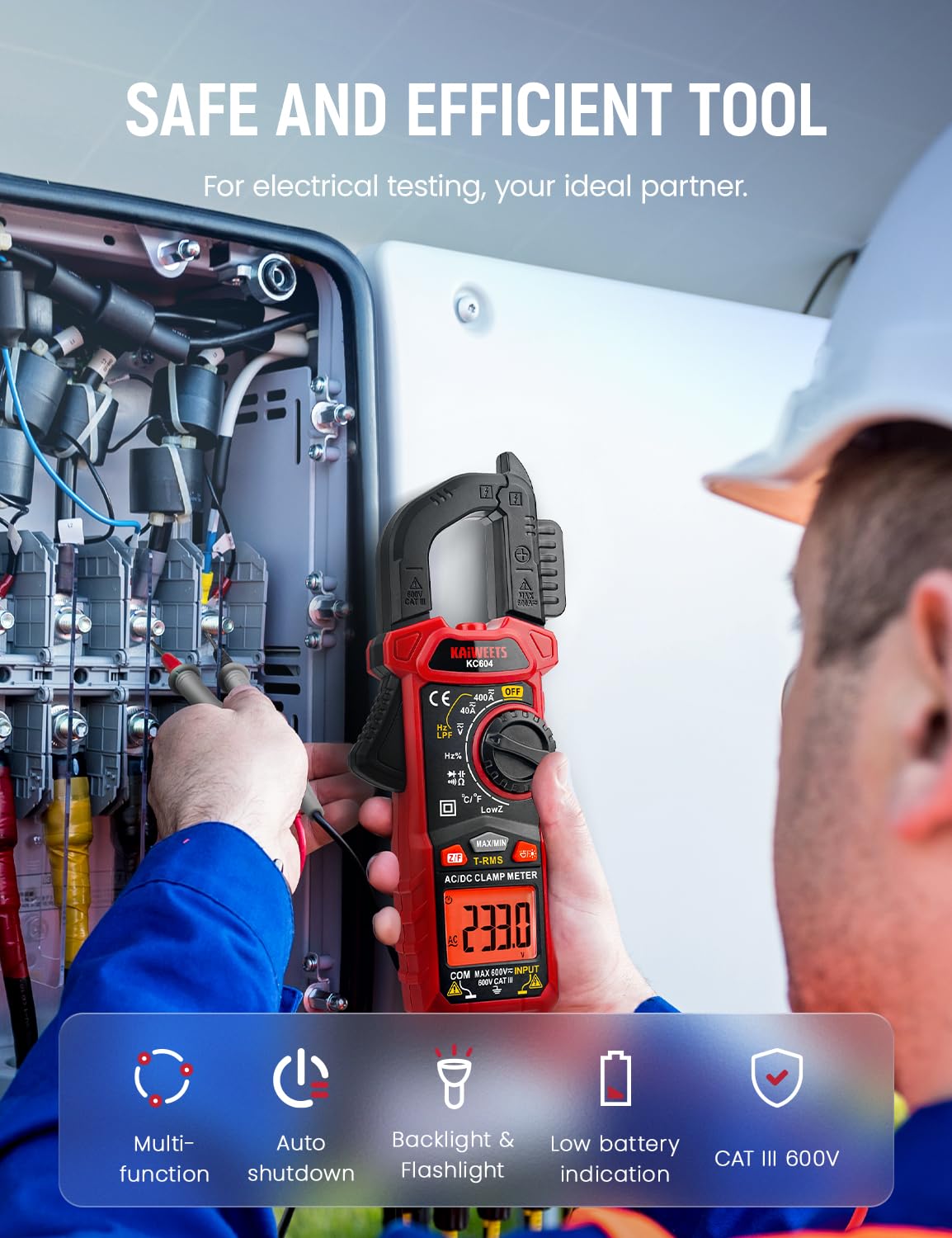 Digital Clamp Meter Multimeter with D-Shaped Jaw X720539
