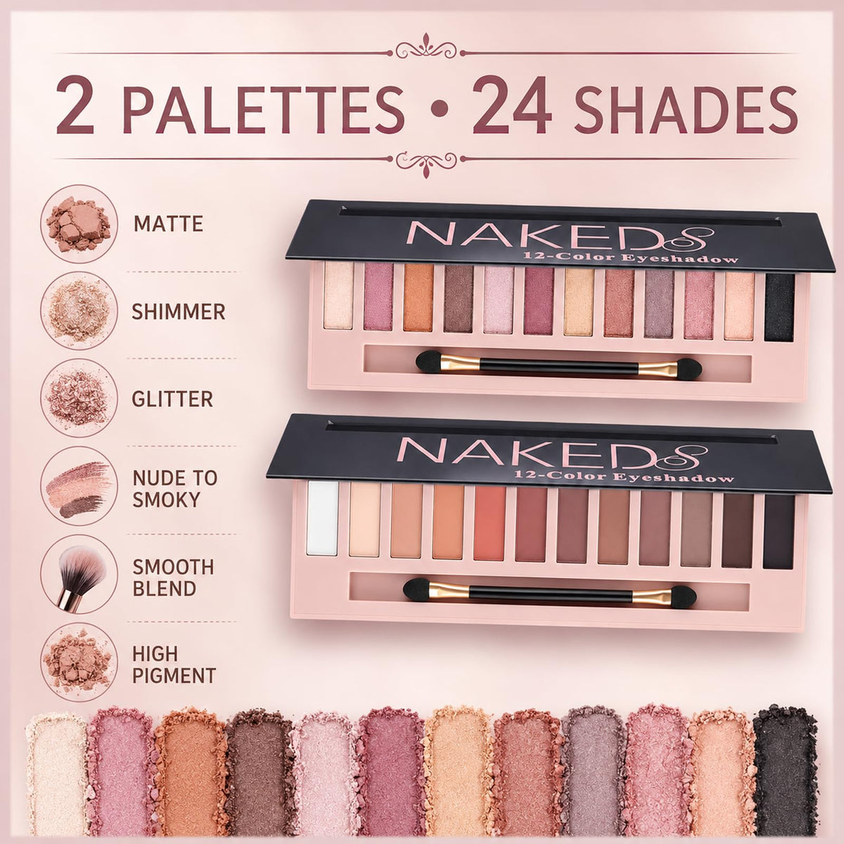 2 Pack Shimmer & Matte Eyeshadow Palette E908460