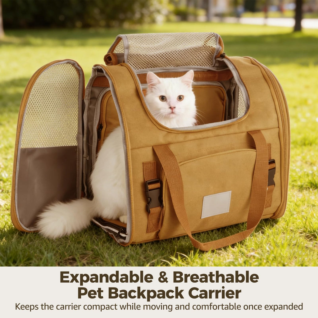 Expandable Pet Backpack Carrier with Ventilated Mesh Top X96128