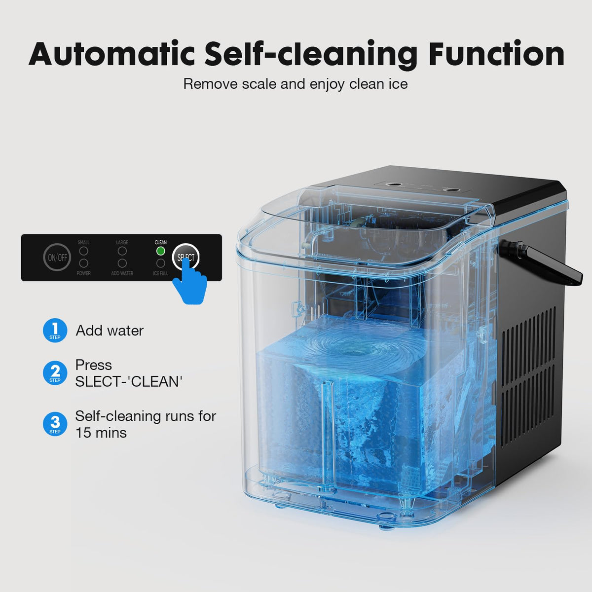 Portable Countertop Ice Maker with Scoop and Basket, 26.5lbs, Coal Black G76610