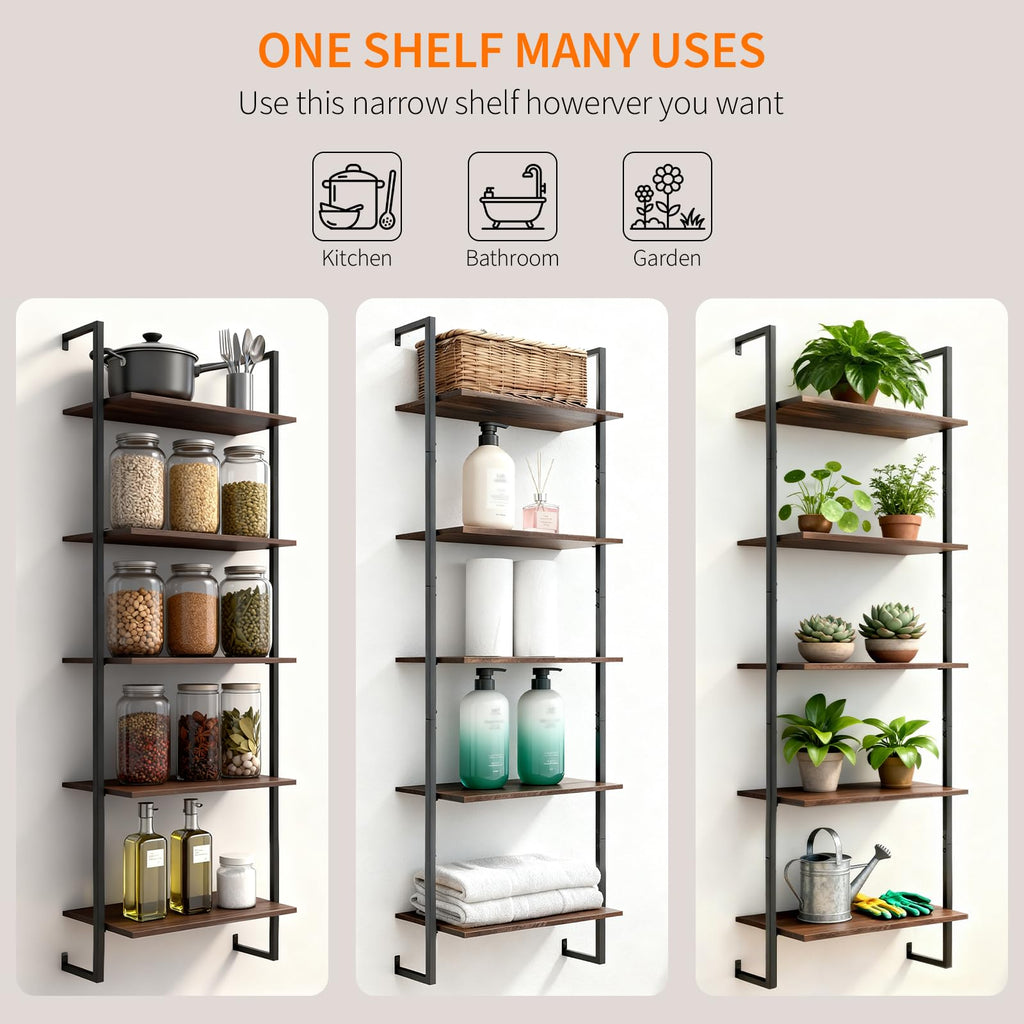 5 Tier Wall Mounted Bookshelf H131