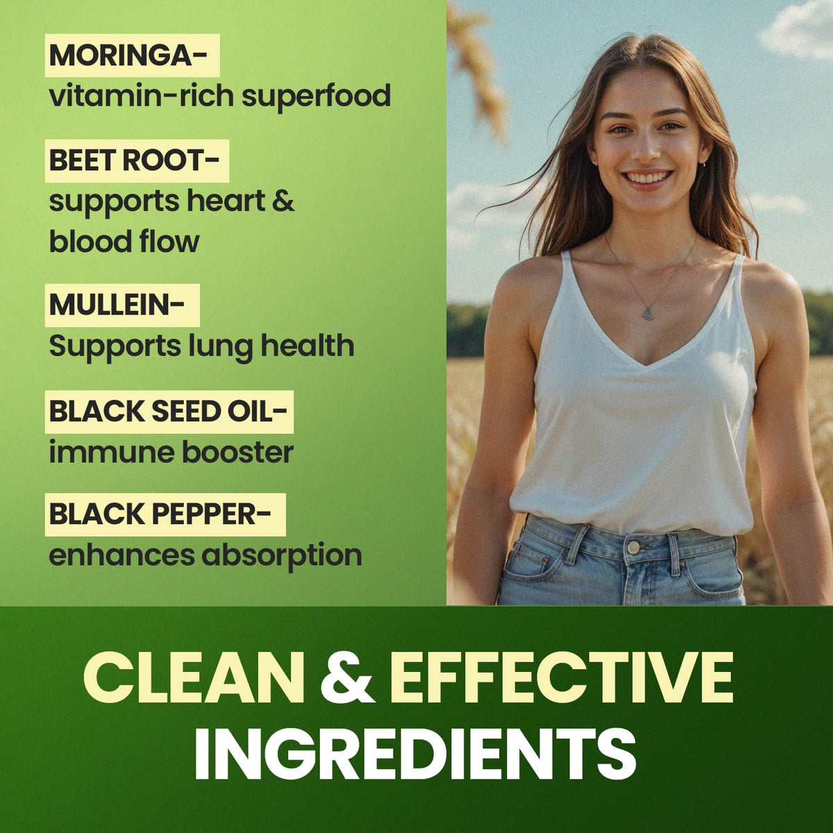 Moringa Beet Root Mullein Leaf Capsules D5625