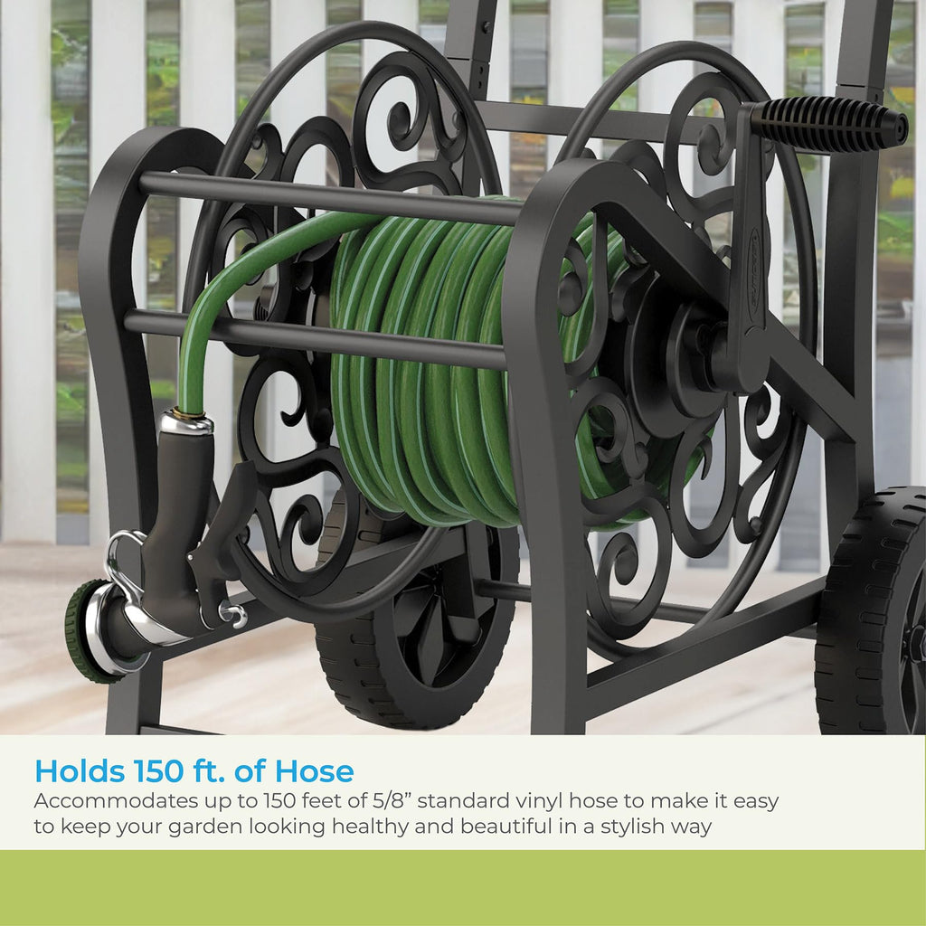 Metal 150' Hose Cart with Flat-Free Wheels Q862
