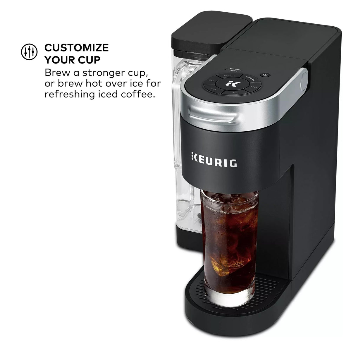 Single Serve K-Cup Pod Coffee Maker, 4 Brew Sizes, 66oz Removable Reservoir, Black V18613