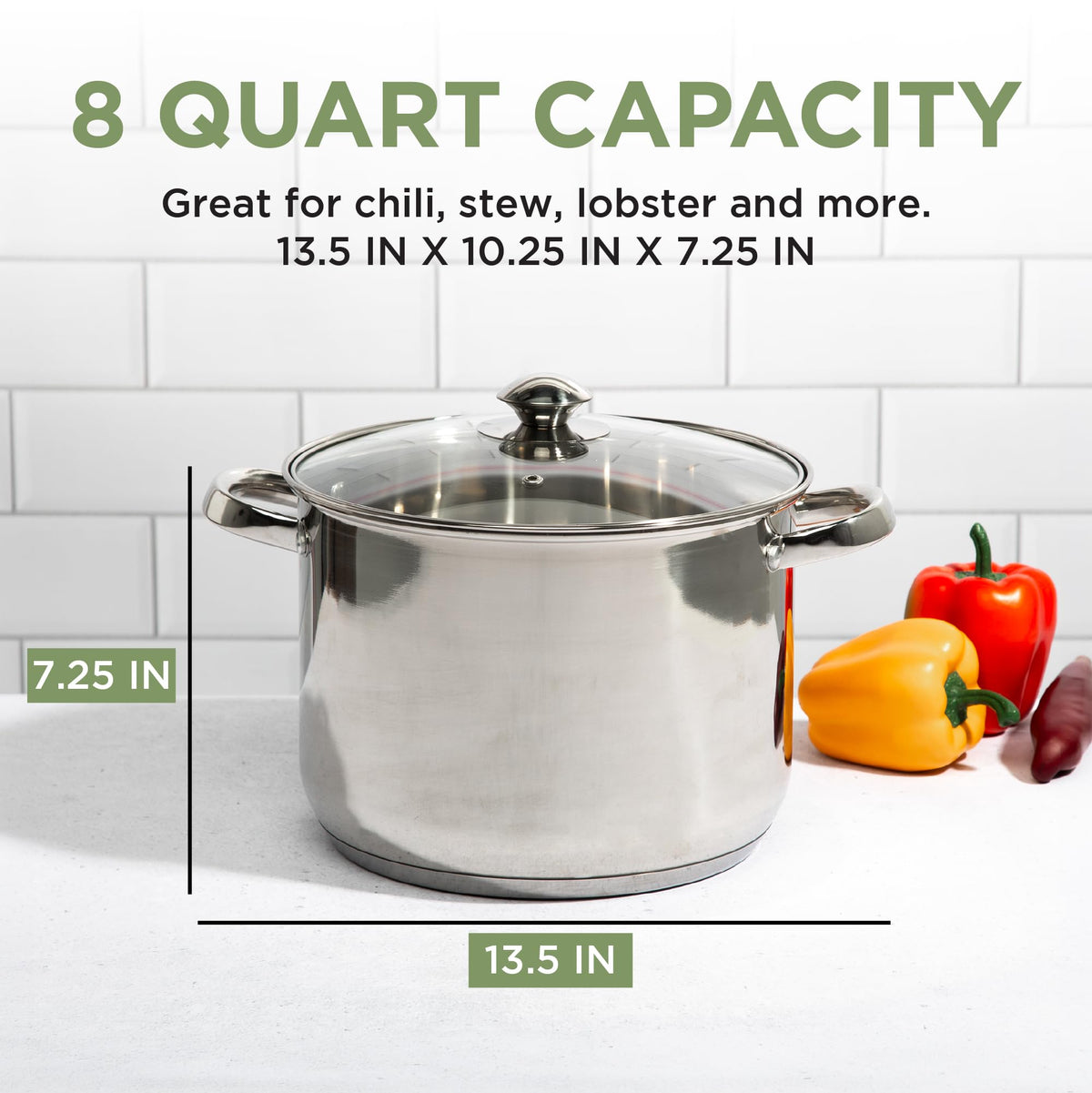 Stainless Steel 8-Quart Stock Pot with Glass Lid D4237