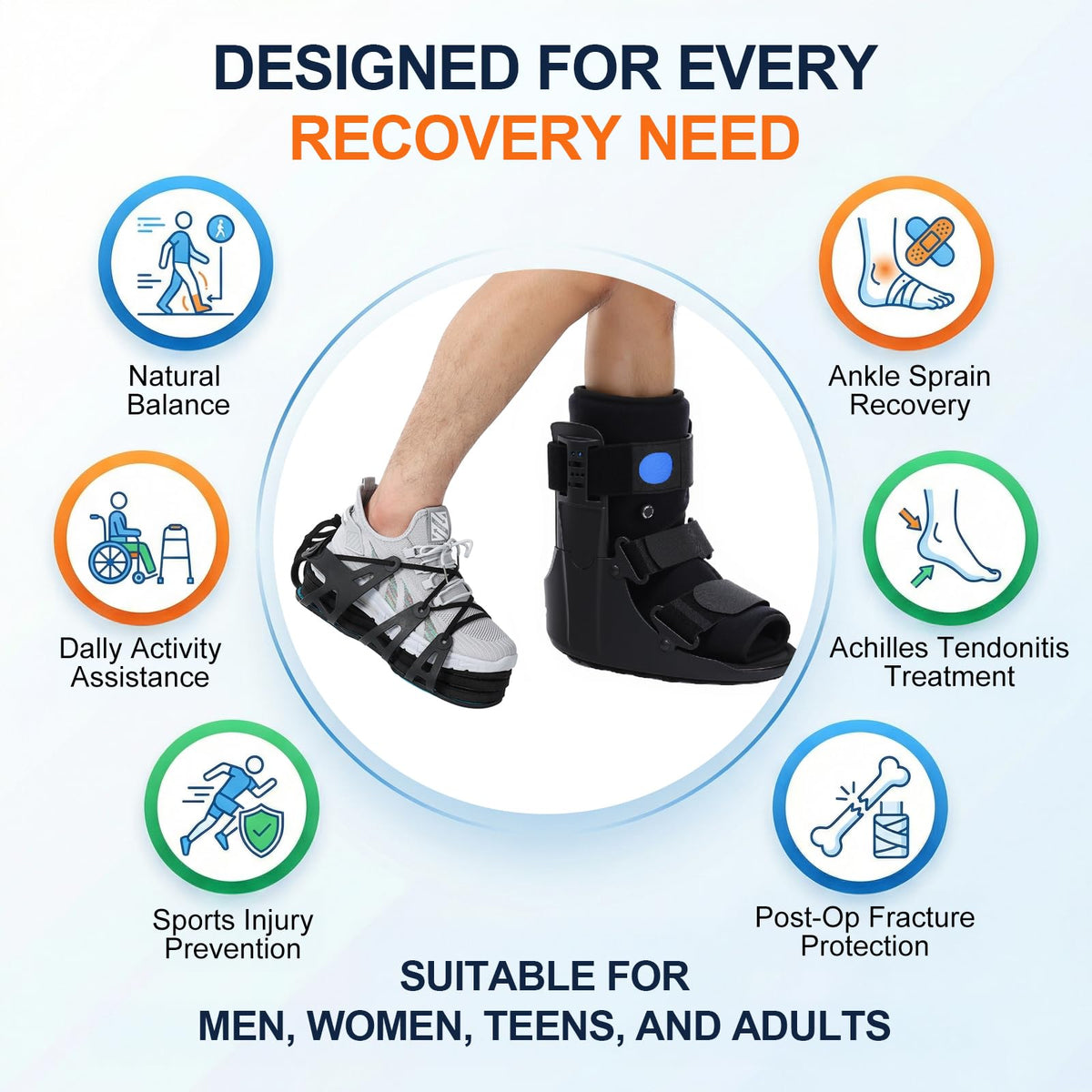 Inflatable Air Cam Walker Fracture Boot with Adjustable Shoe Lift J175603