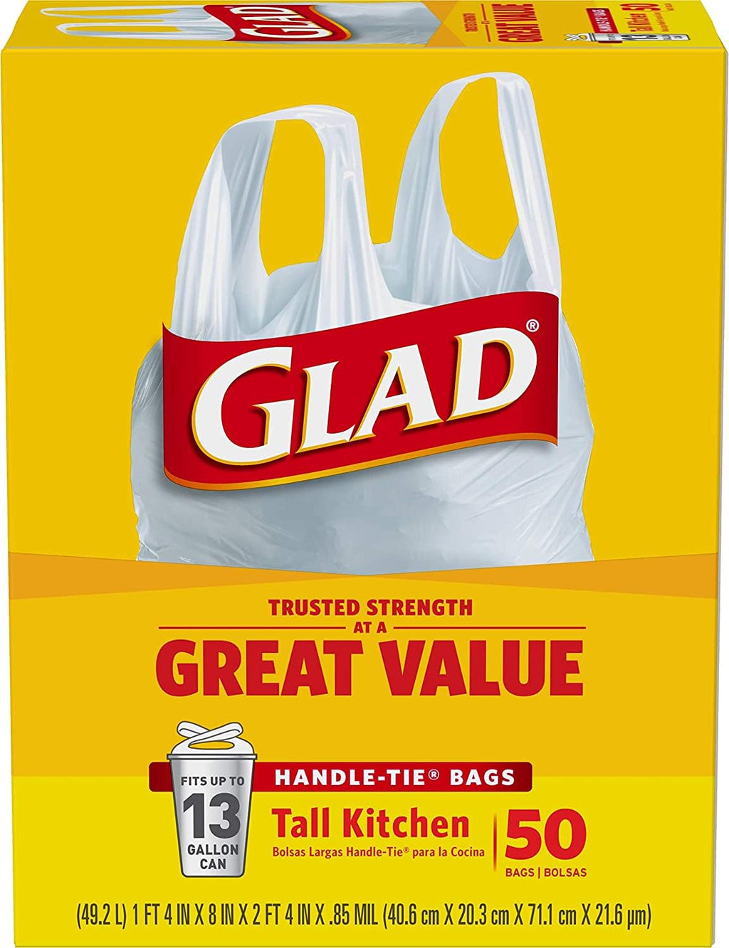 13 Gal. Tall Kitchen Handle-Tie Bags 50 ct Pack of 4 L45152
