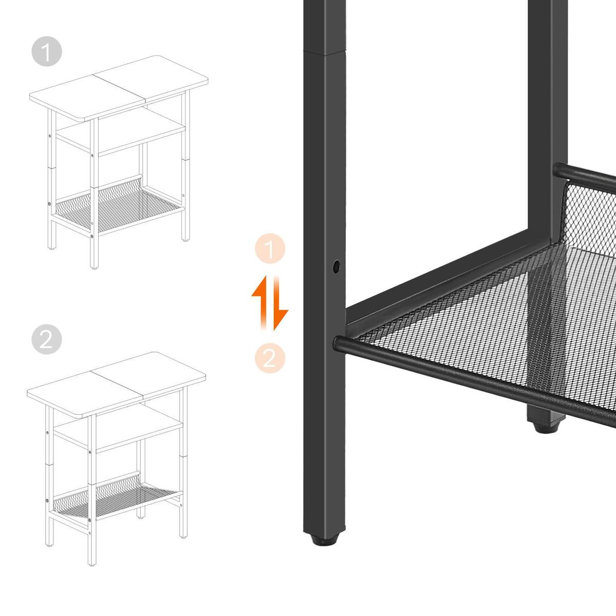 Narrow 3-Tier Side Table with Shelf Y295
