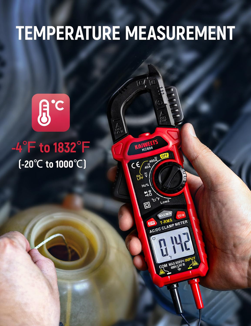 Digital Clamp Meter Multimeter with D-Shaped Jaw X720539