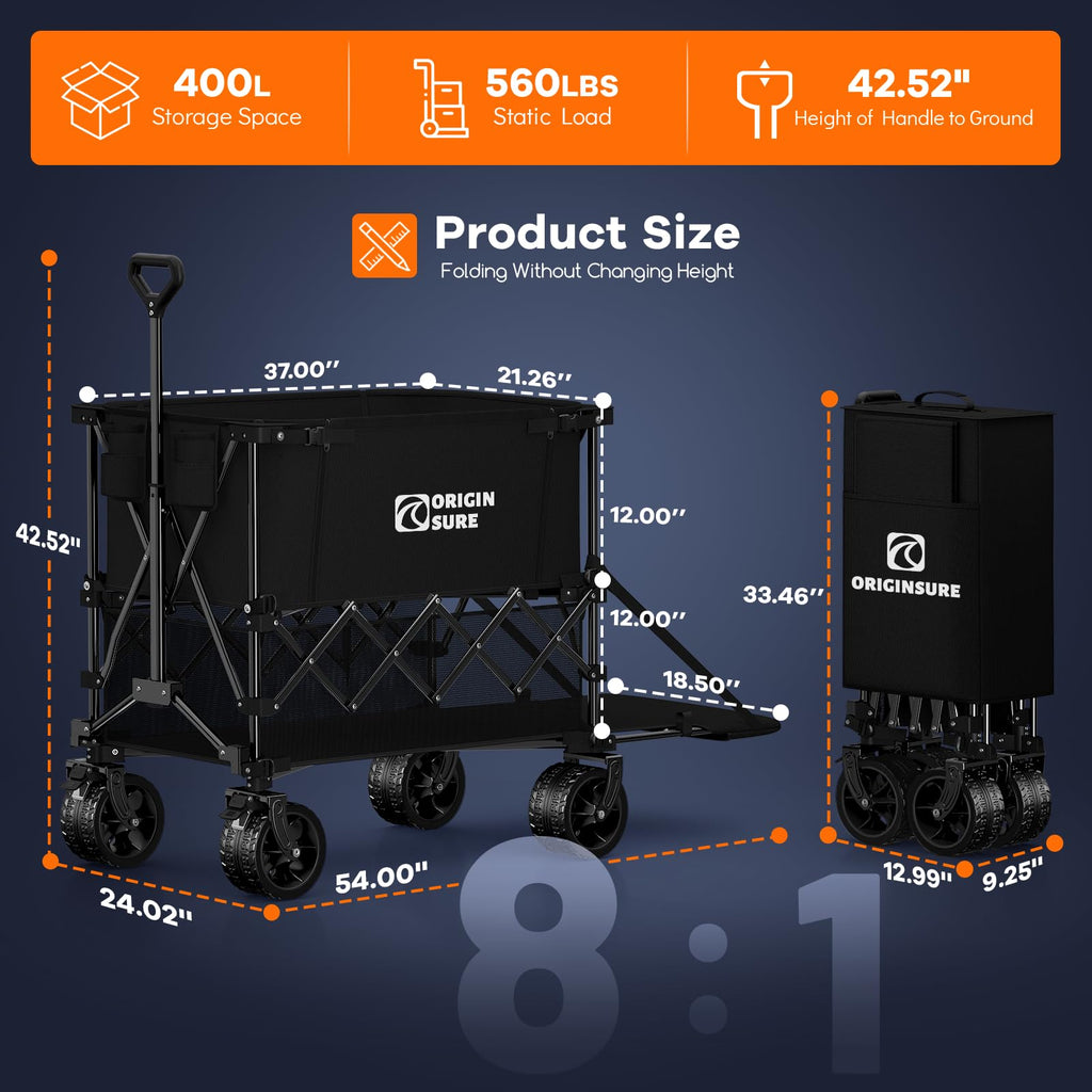 Foldable Double Decker Wagon, 560lbs, Black P11894