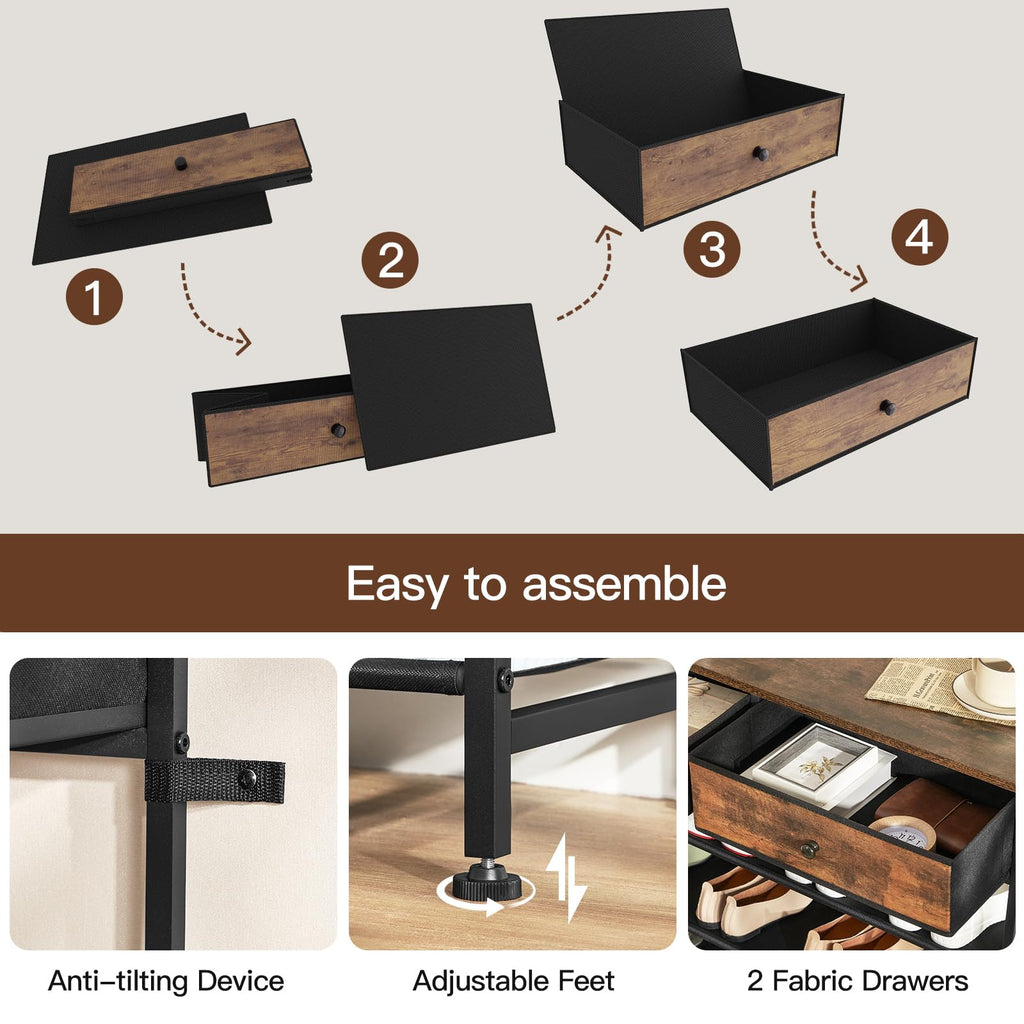 4 Tier Shoe Storage Organizer with 2 Drawers A561939