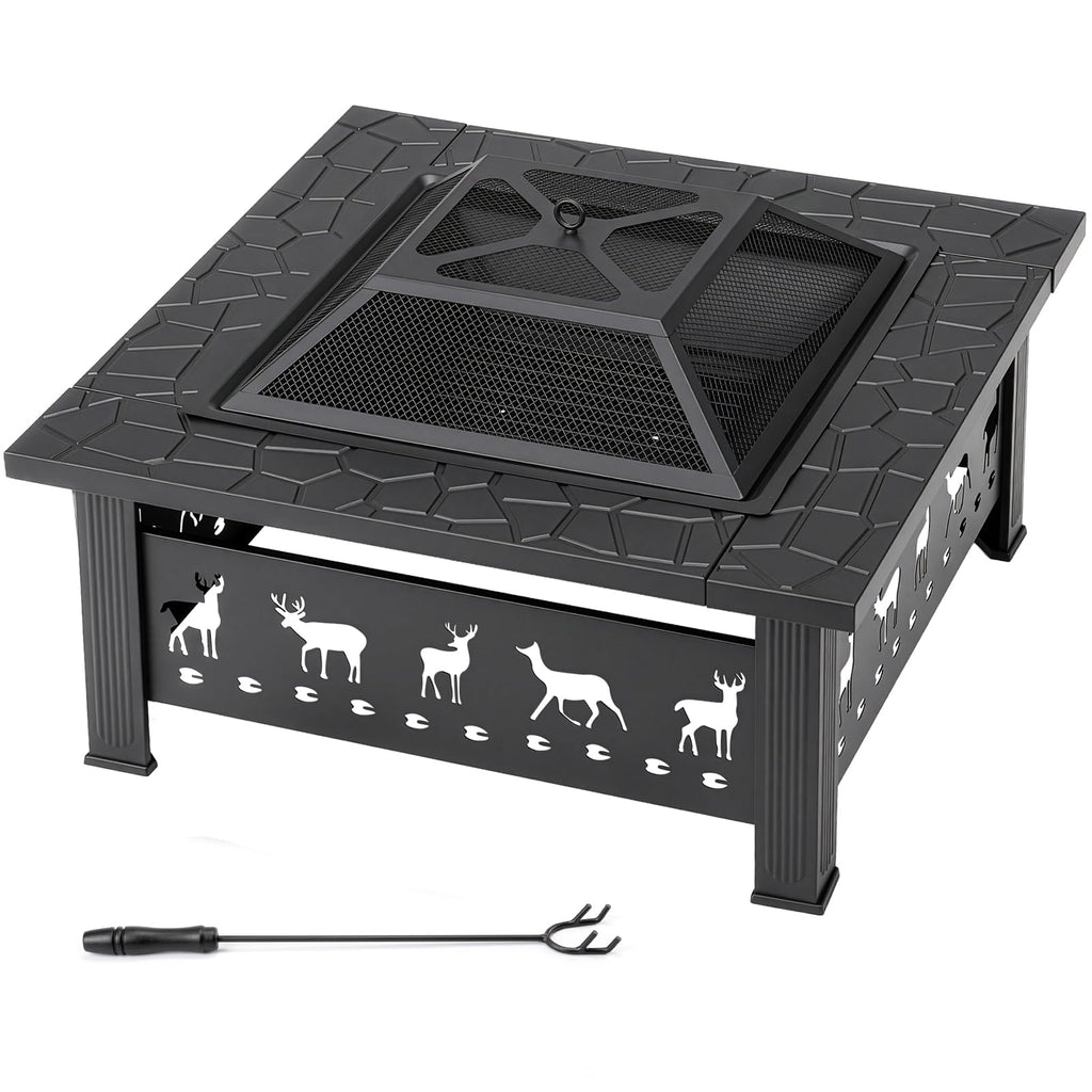 32 Inch Black Wrought Iron Wood Burning Fire Pit M308