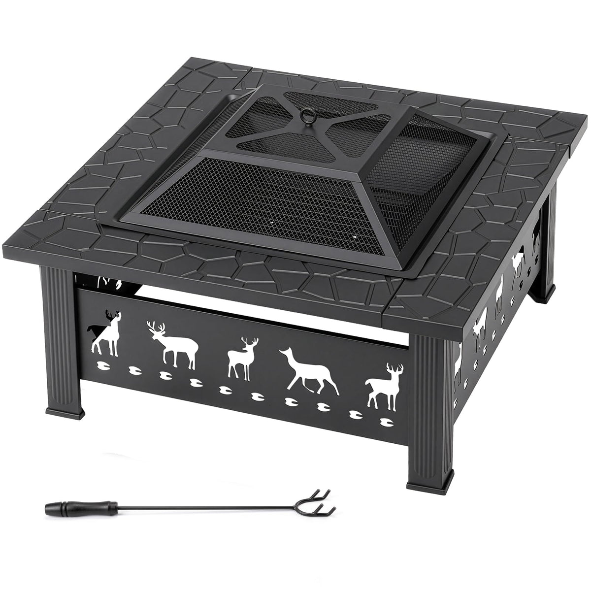 32 Inch Black Wrought Iron Wood Burning Fire Pit M308