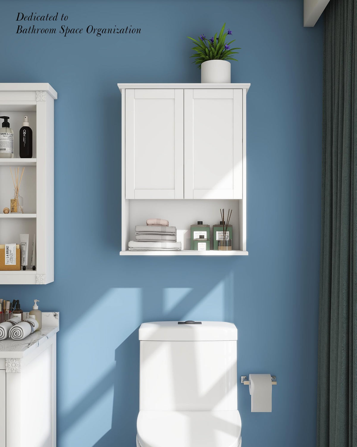 White Wall Mount Bathroom Cabinet with Adjustable Shelves Z315593