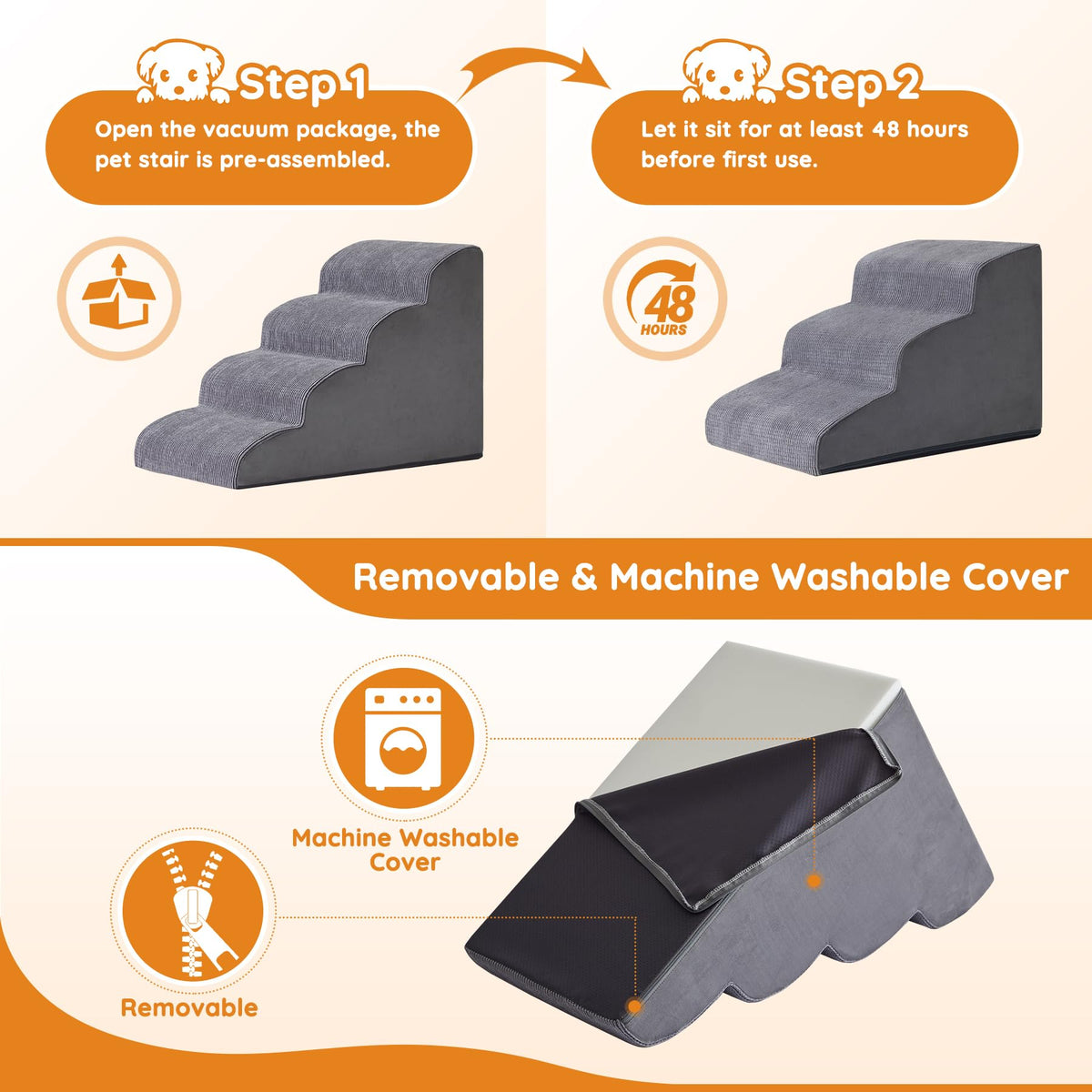 Dog Stairs 2-Step Grey O126441