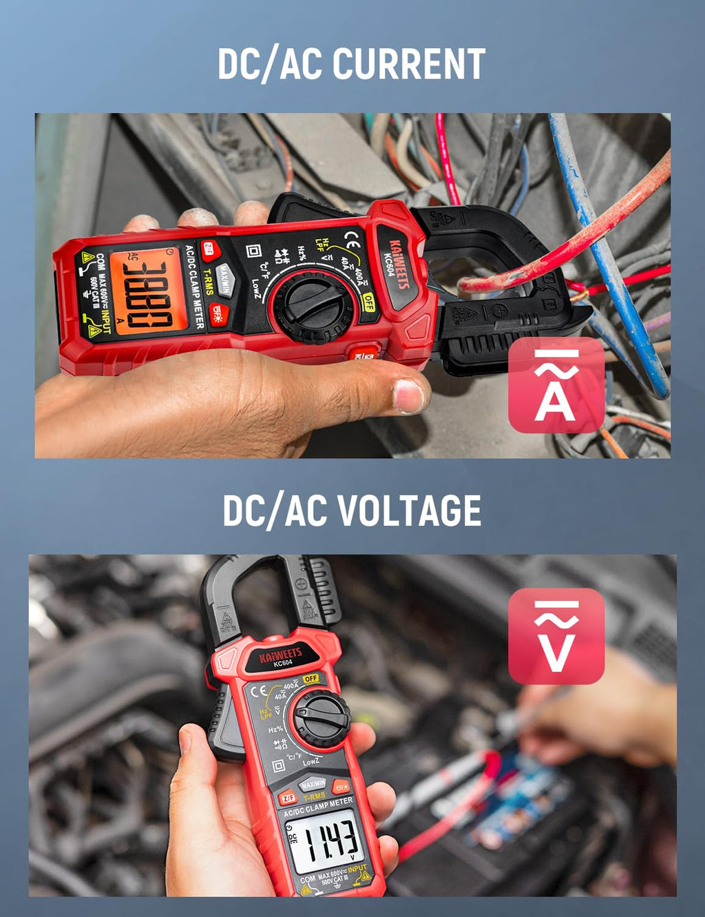 Digital Clamp Meter Multimeter with D-Shaped Jaw X720539