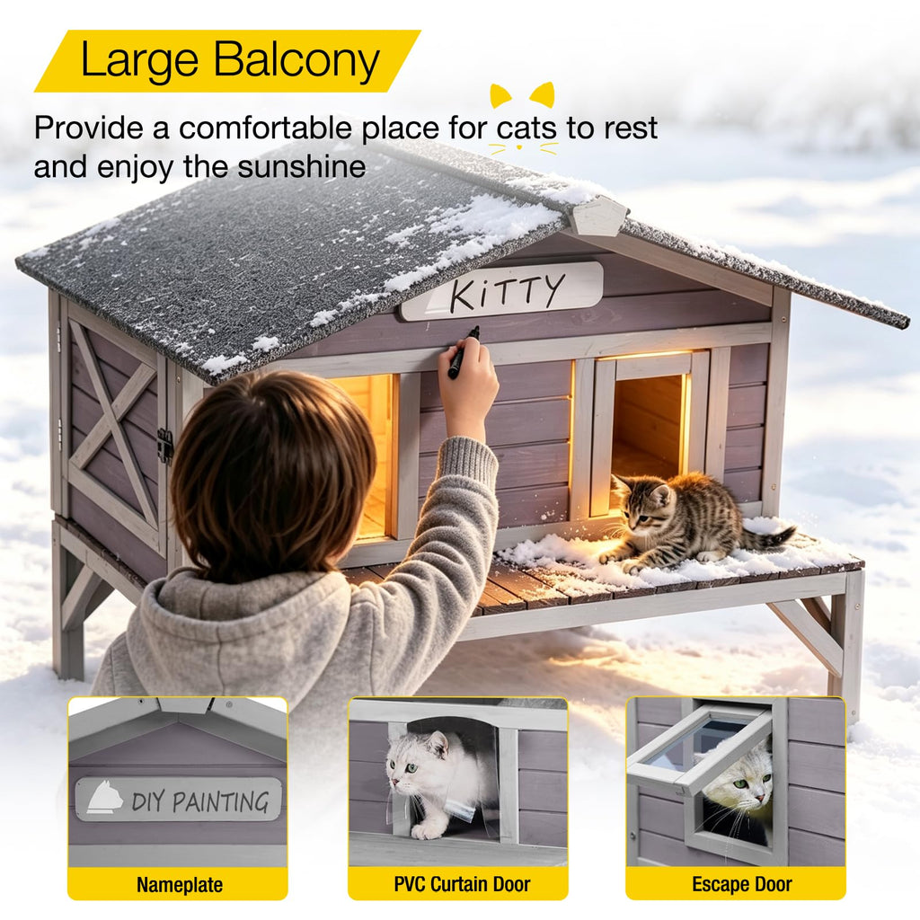 Outdoor Heated Cat House with Insulated Liner G785863