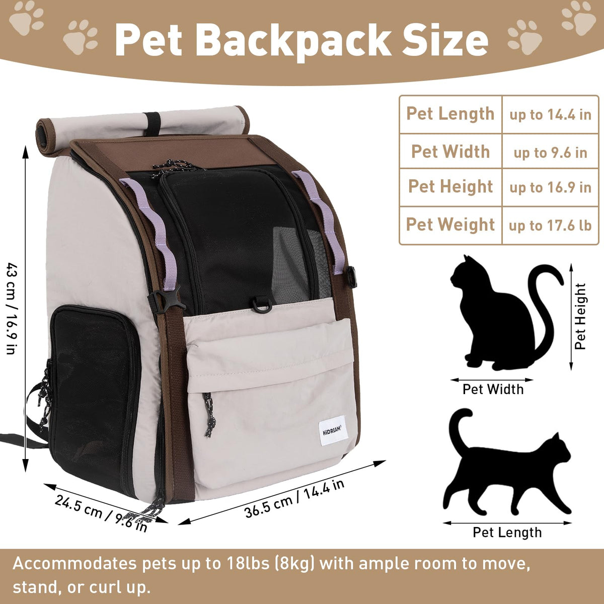 Light Grey Pet Carrier Backpack V4203