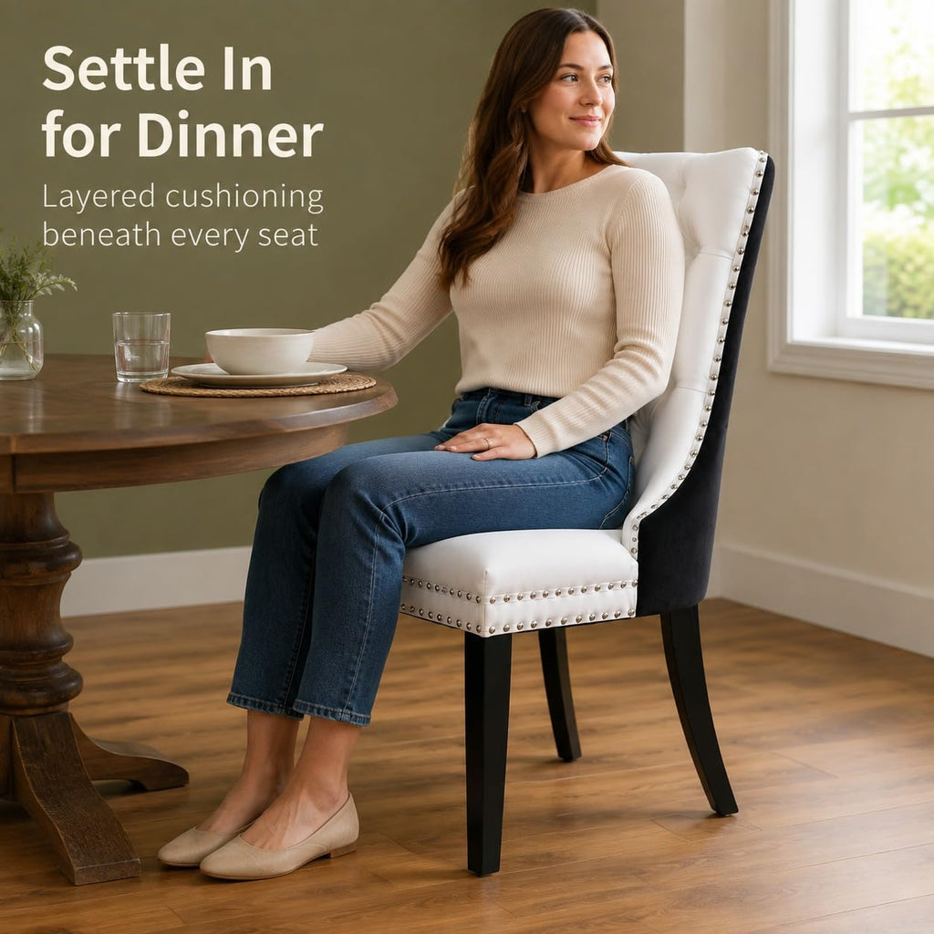 White Black PU Dining Chairs Set of 6 K68955