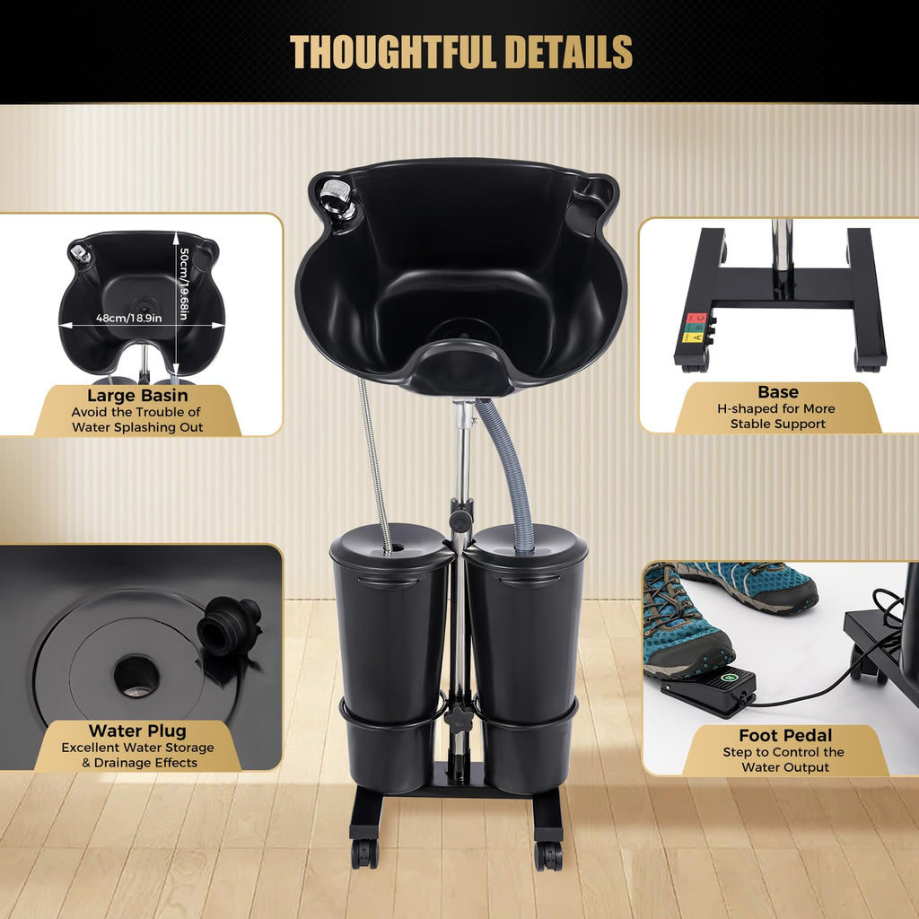 Portable Height and Angle Adjustable Shampoo Basin with Electric Pump S784