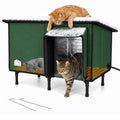 Weatherproof Insulated Heated Cat House with Heating Pad N8738