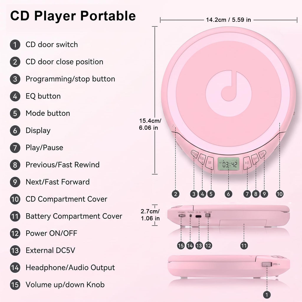 Portable CD Player with Earphones U9141