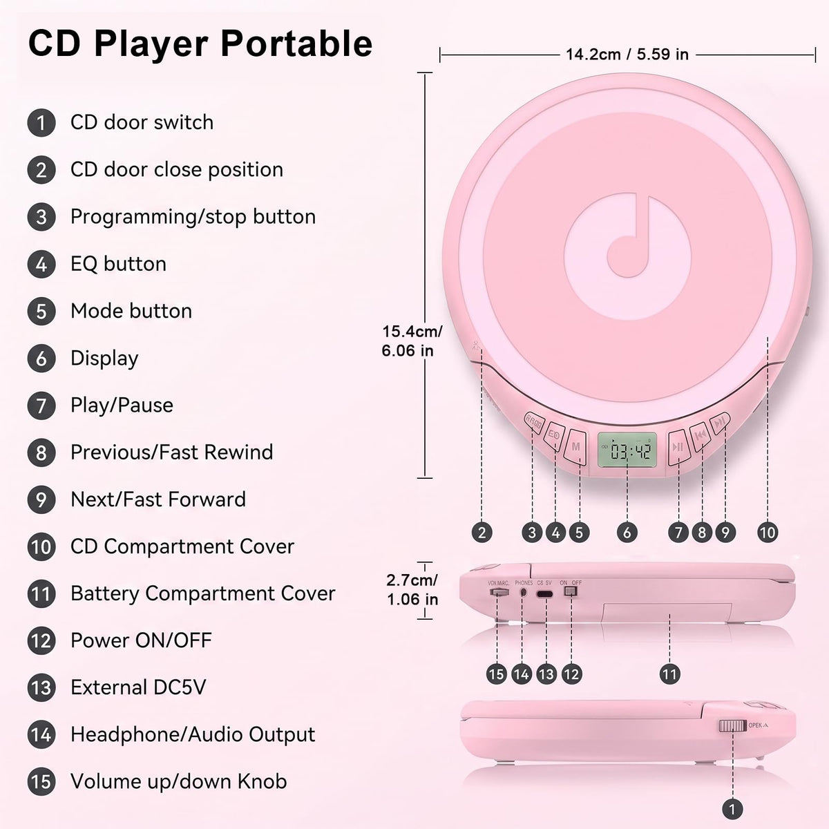 Portable CD Player with Earphones U9141