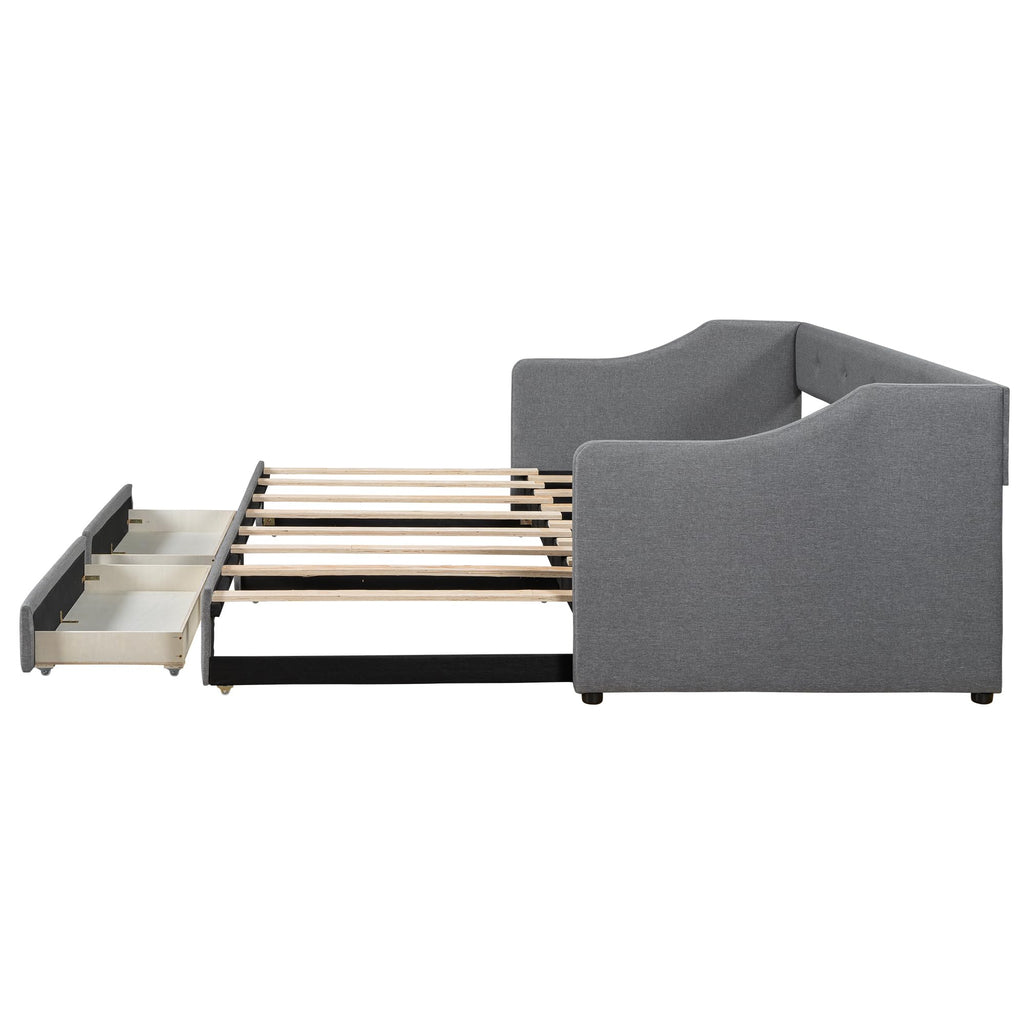 Upholstered Twin XL to King Size Daybed with Pop Up Trundle K36748