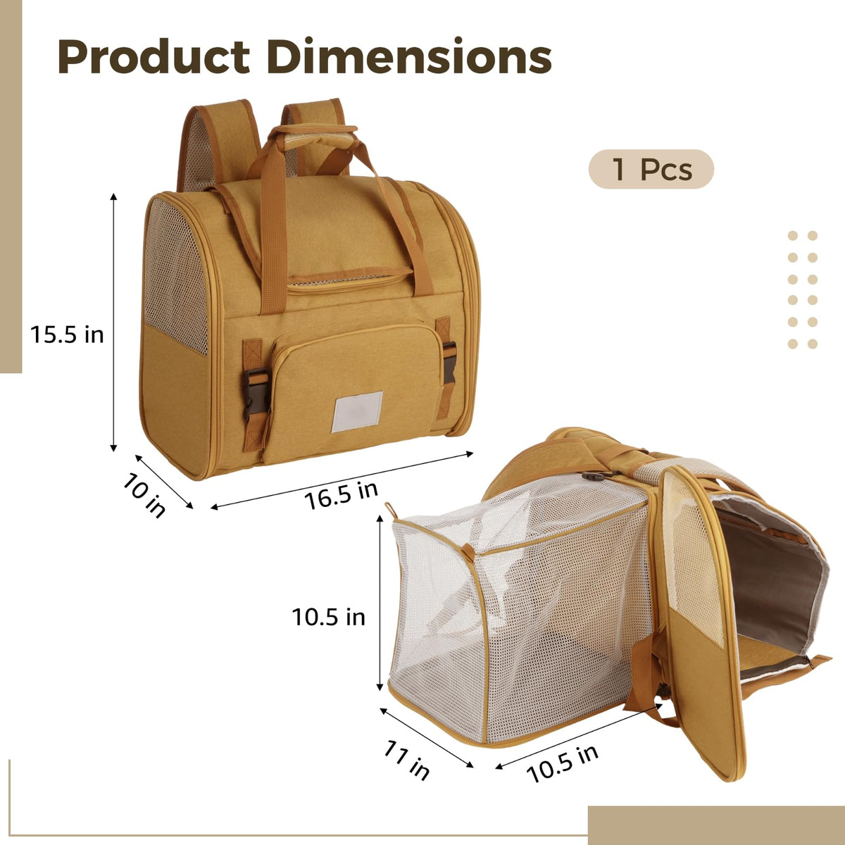 Expandable Pet Backpack Carrier with Ventilated Mesh Top X96128