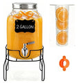 2 Gallon Glass Beverage Dispenser with Stand, Lid & Ice Core I875