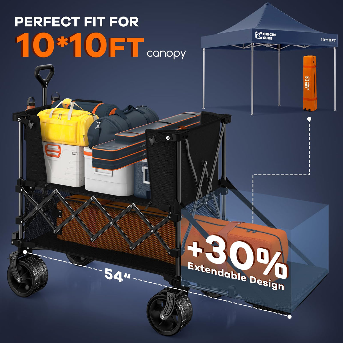 Foldable Double Decker Wagon, 560lbs, Black P11894