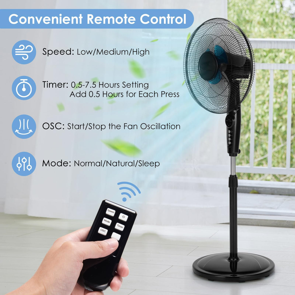 16” Pedestal Fan with 3-Speed Digital Control P631436