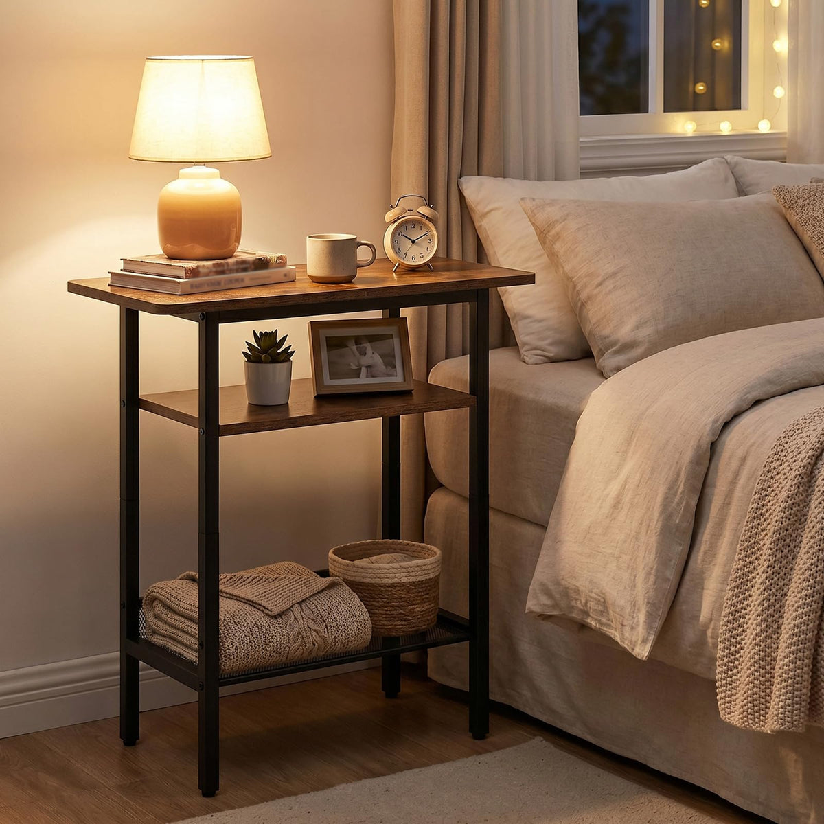 Narrow 3-Tier Side Table with Shelf Y295