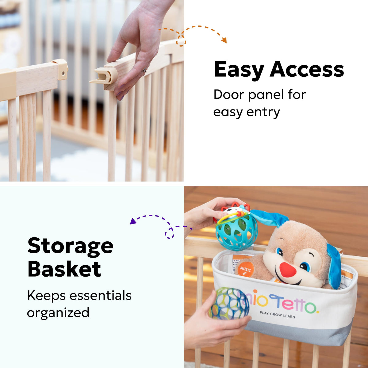Foldable Wooden Baby Playpen with Gate H2946