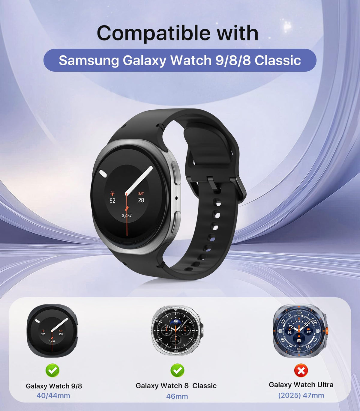 Band Compatible with Samsung Galaxy Watch 9 8 40mm 44mm/Classic 46mm E61088