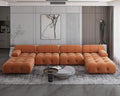 Orange Velvet U-Shaped Sectional Sofa with Chaise I810477