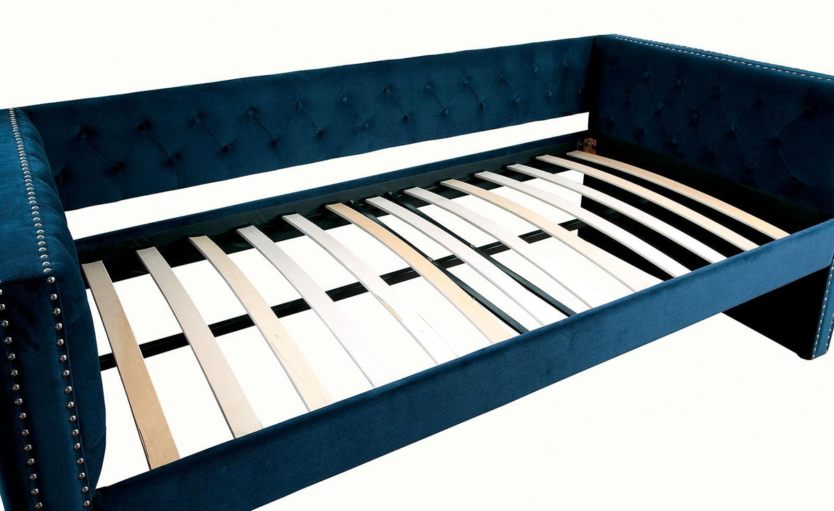 Navy Daybed with Trundle Button Tufted Upholstery E993