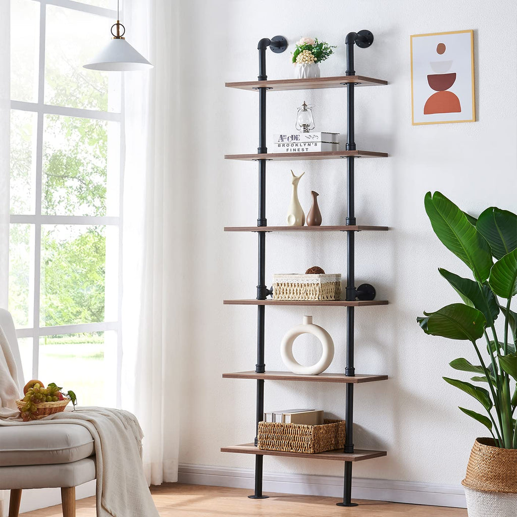 6 Tier Industrial Pipe Bookshelf D38970