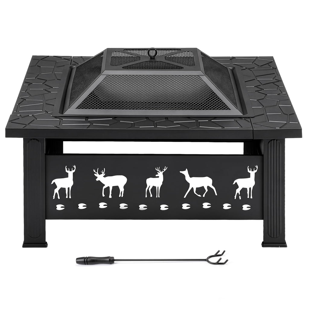 32 Inch Black Wrought Iron Wood Burning Fire Pit M308