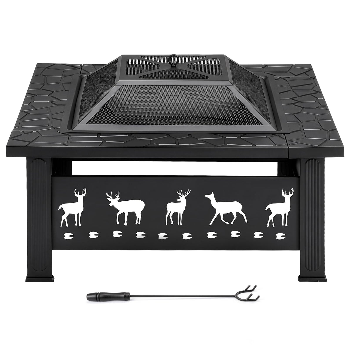 32 Inch Black Wrought Iron Wood Burning Fire Pit M308