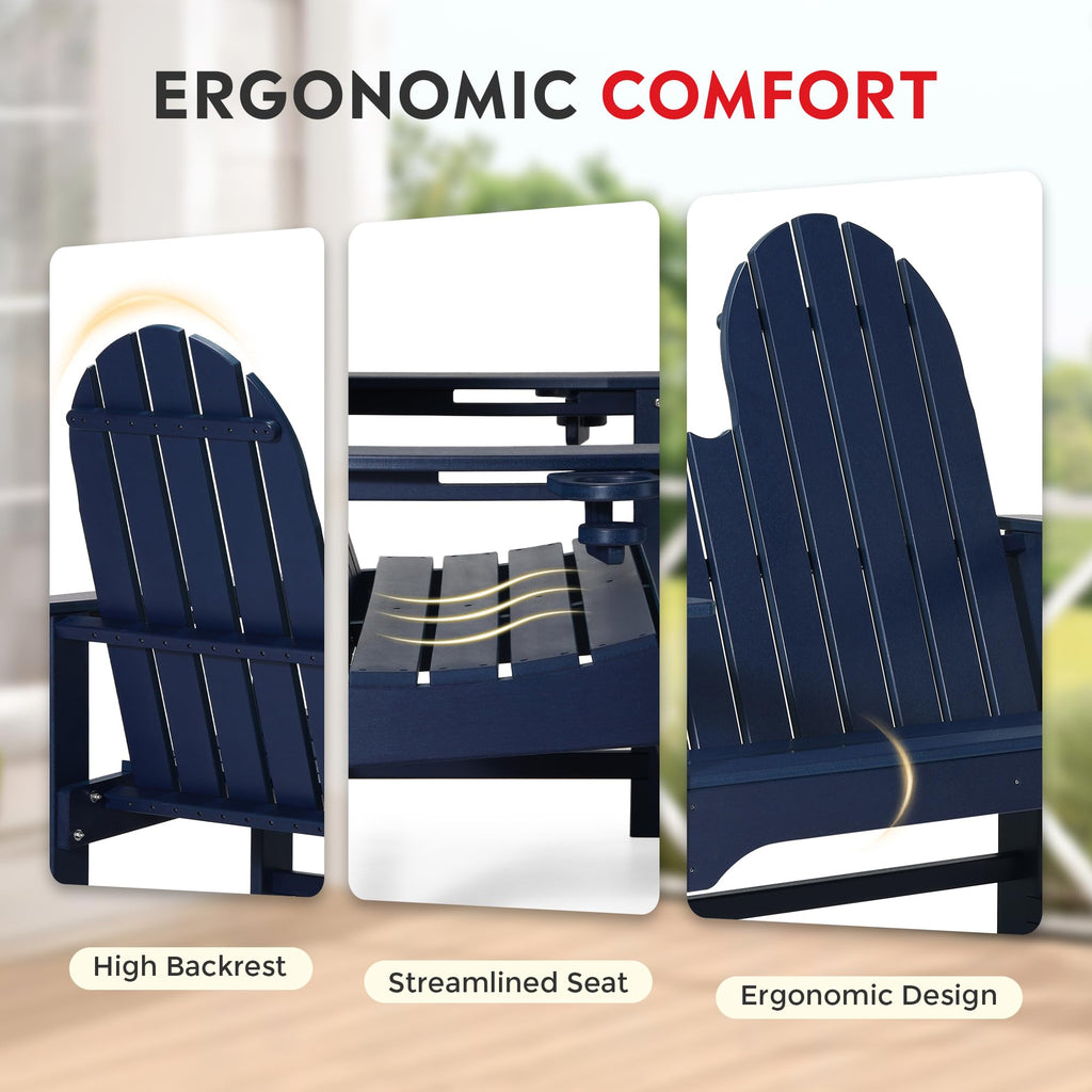 Navy Blue HDPE Adirondack Bench Y177