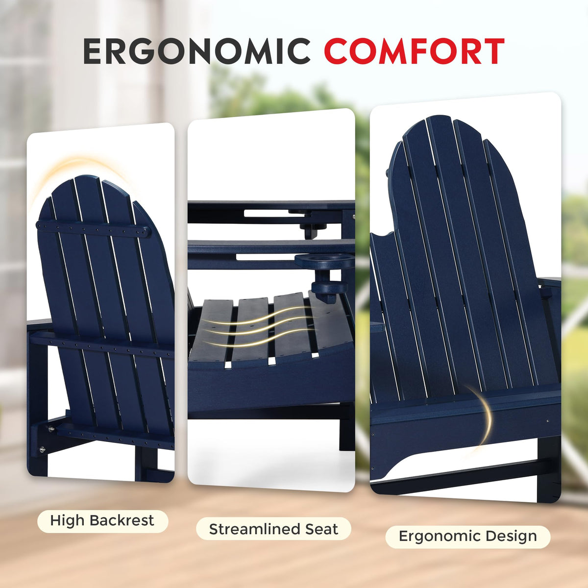 Navy Blue HDPE Adirondack Bench Y177