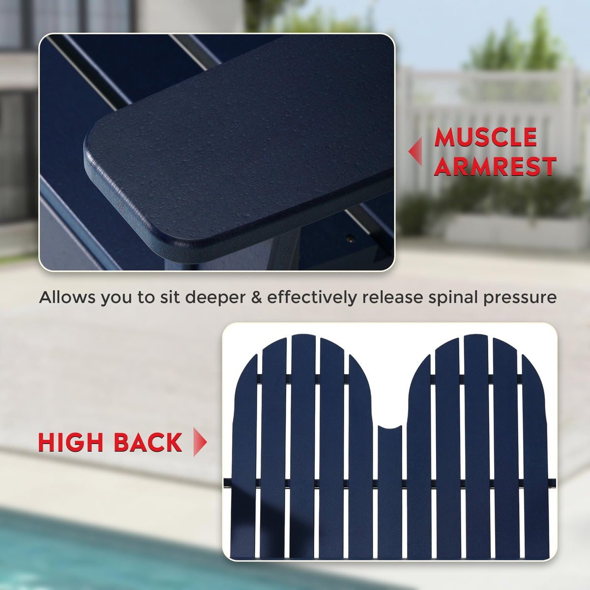 Navy Blue HDPE Adirondack Bench Y177