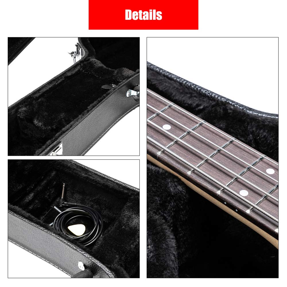 Portable Electric Guitar Hard Case, PU Leather, Black H2688
