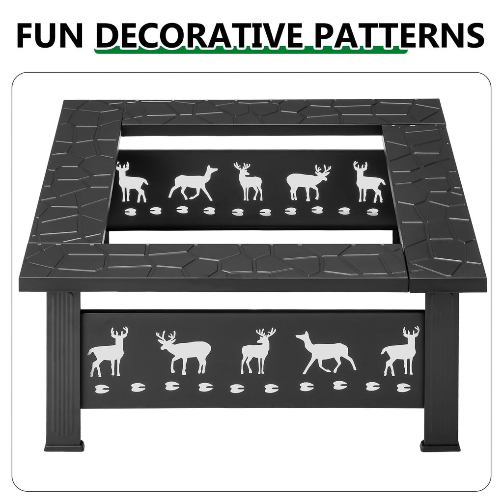 32 Inch Black Wrought Iron Wood Burning Fire Pit M308