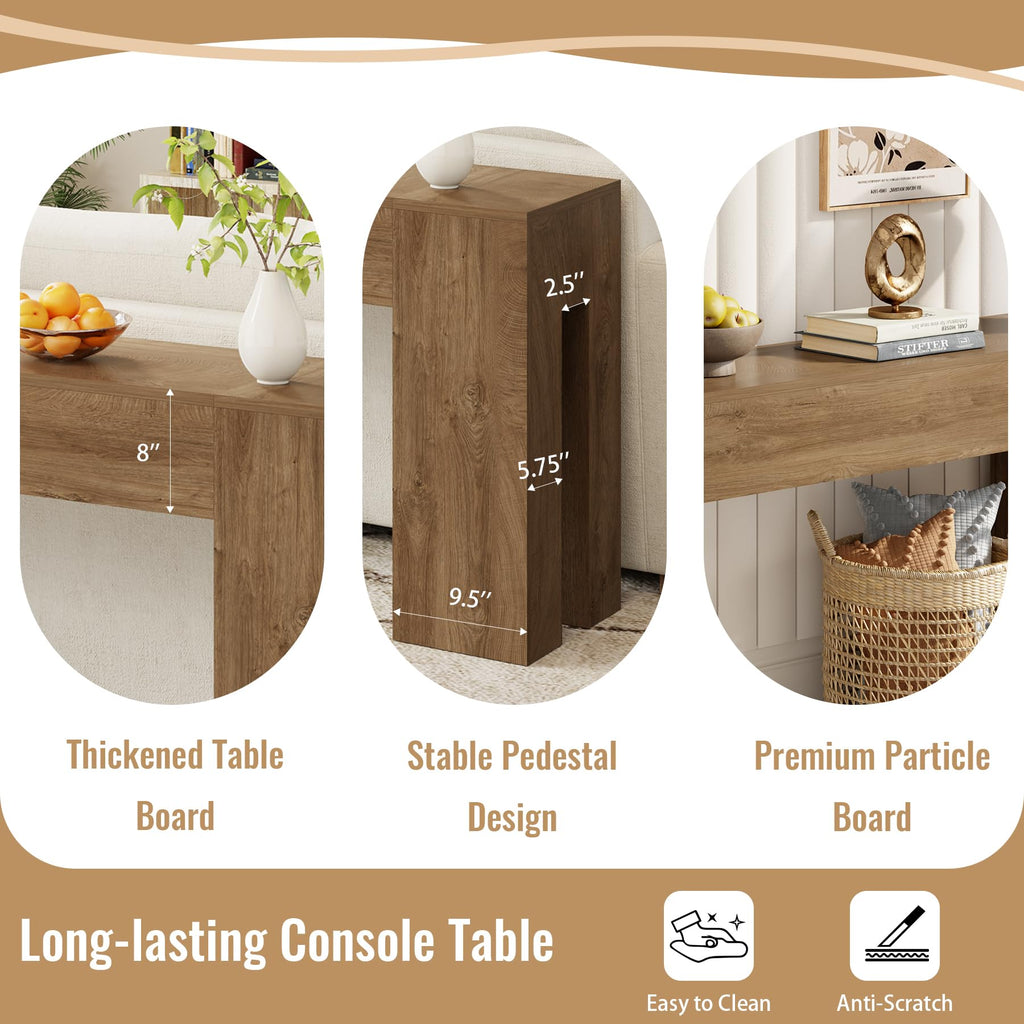 79-Inch Natural Oak Sofa Console Table D137558