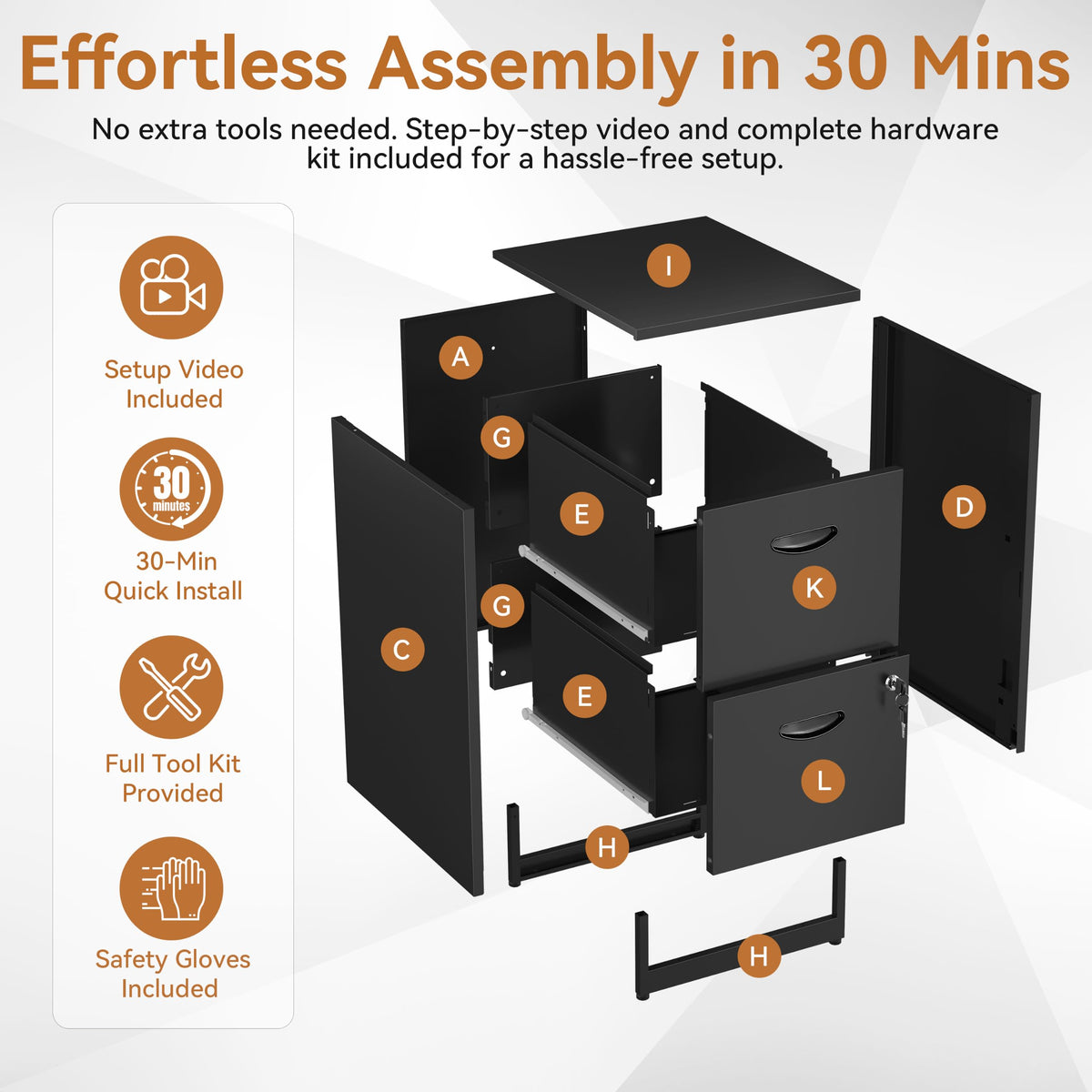 2 Drawer Metal File Cabinet with Lock D33541